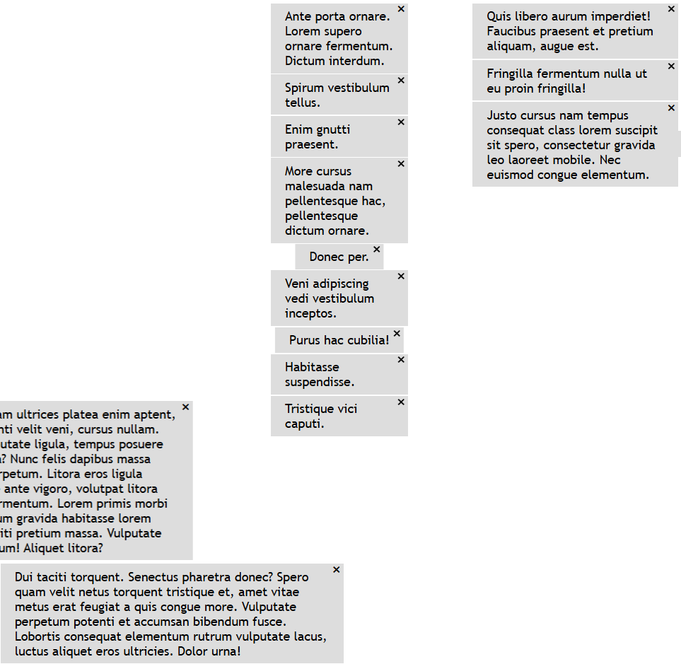 multiple gray toast messages