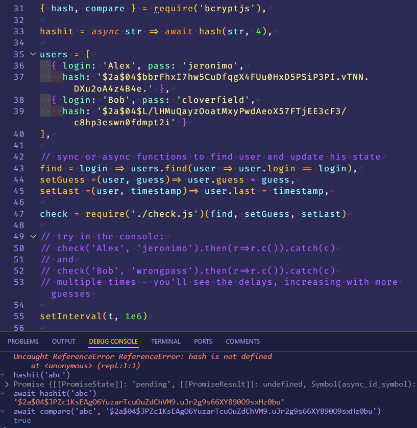 index.js code
