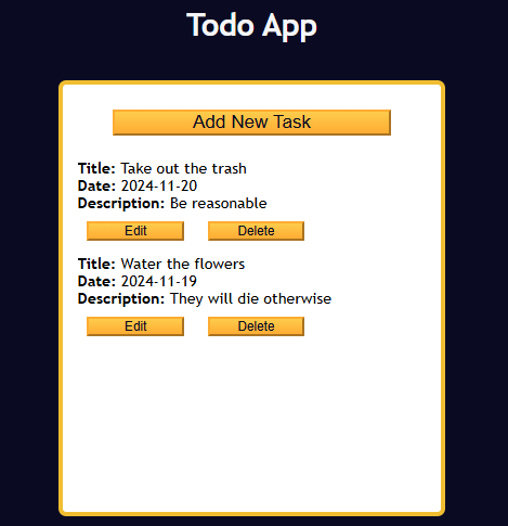 todo list interface with two tasks