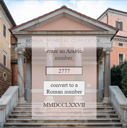 arabic to roman numeral converter interface