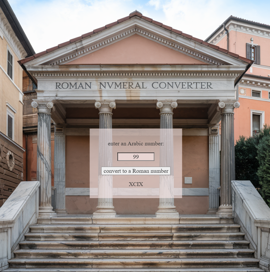 arabic to roman numeral converter interface