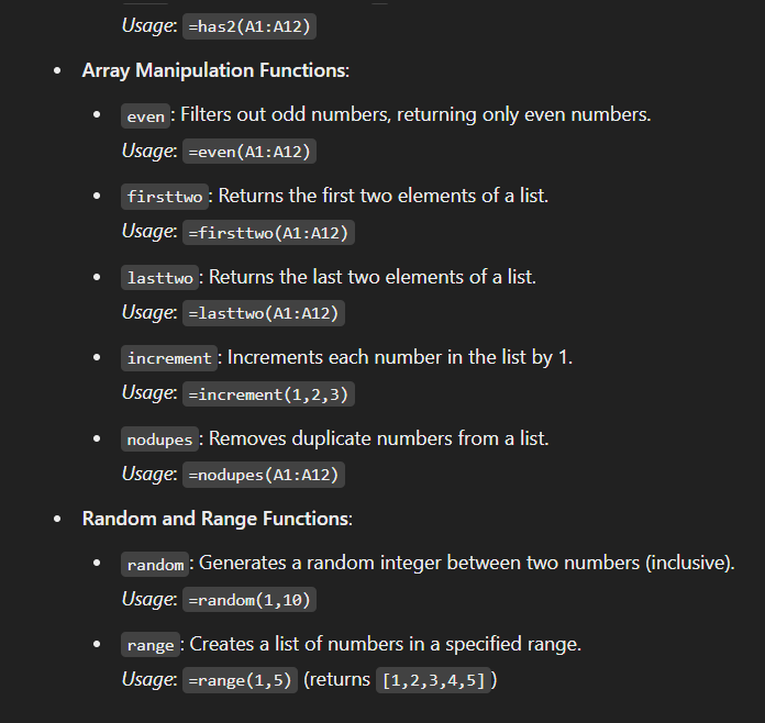features listed