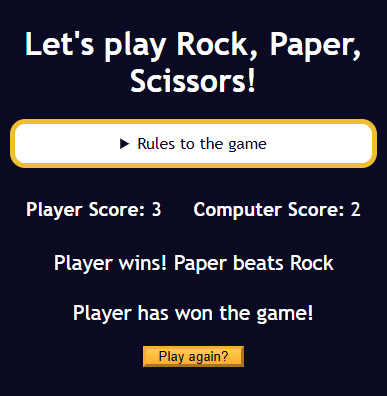 rock, paper, scissors game interface