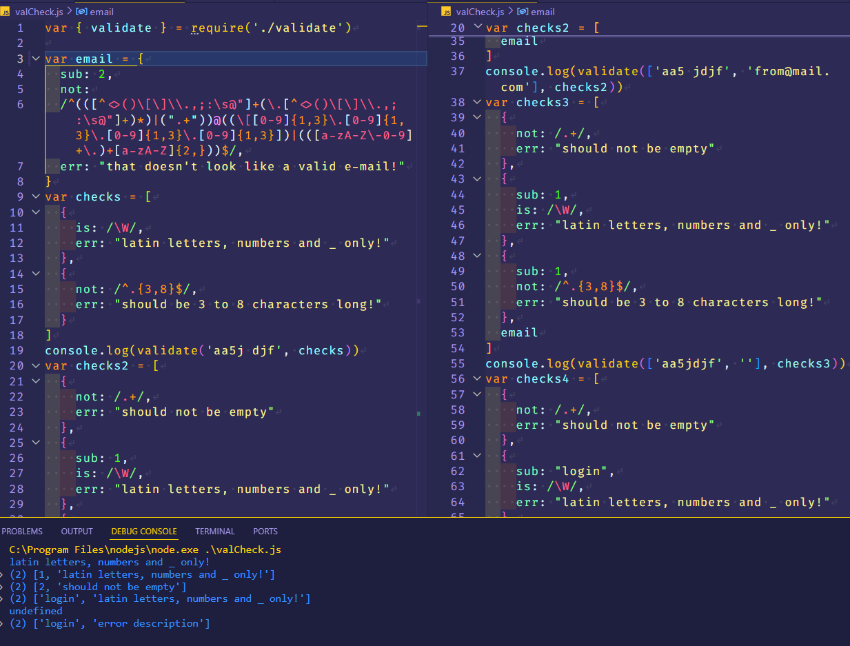 validation function tests