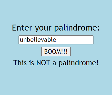 palindrome app user interface