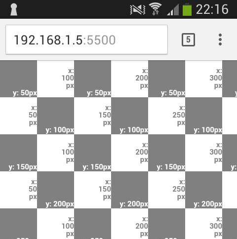 pixel measurement grid on a phone screen