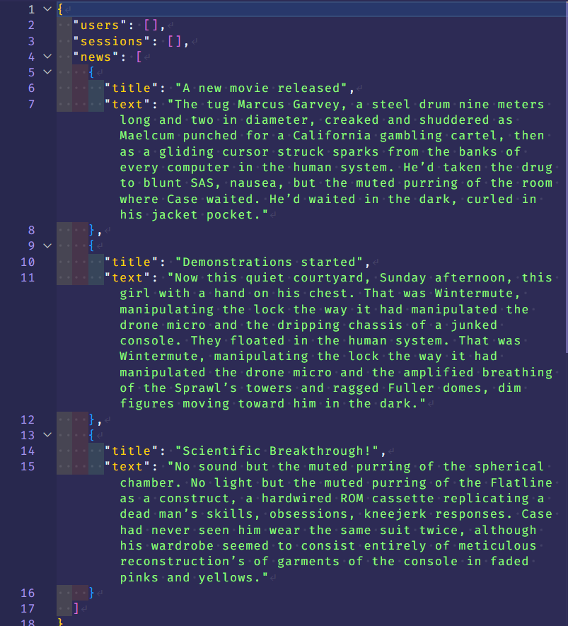 data structure example JSON