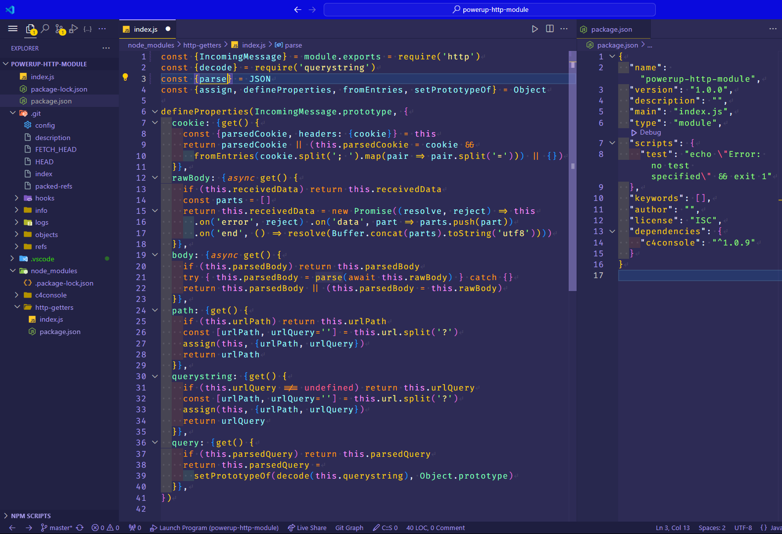 http-getters module JavaScript code