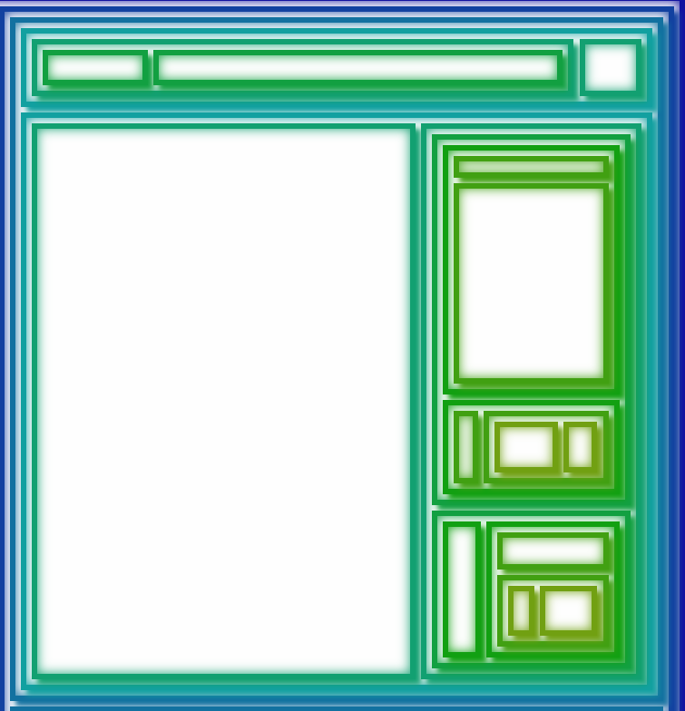 page split into mulptiple colored rectangles, some are empty