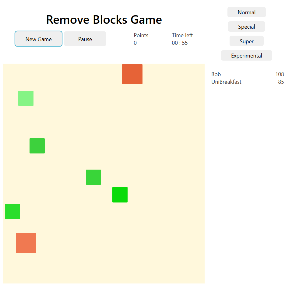 game screenshot, colorful blocks on a table