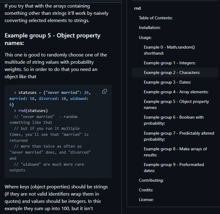 readme table of contents