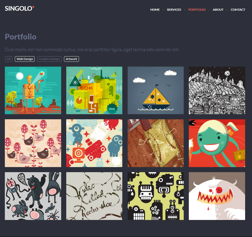gallery section of a landing page