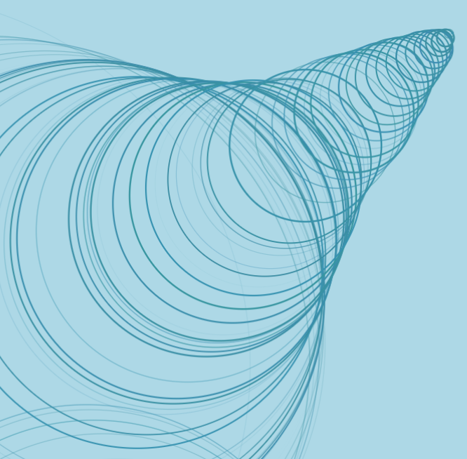 tunnel-like sequence of splashes on the water-looking canvas