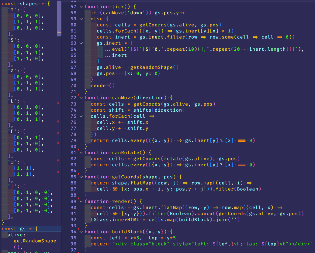 tetris JavaScript code