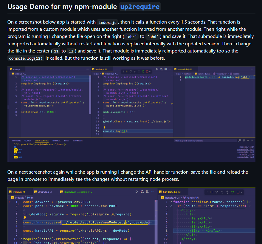 module usage example from readme
