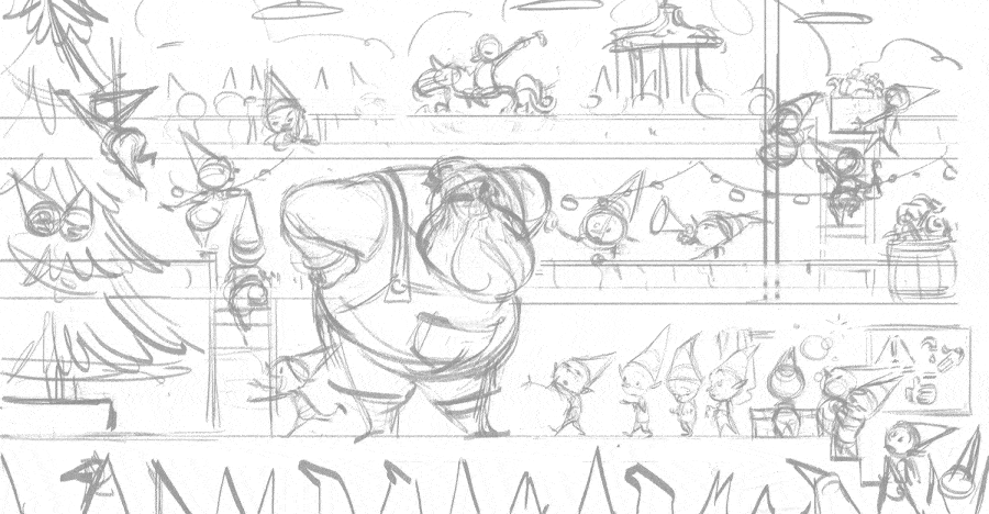 Santa's Workshop sketch by Cécile Carre